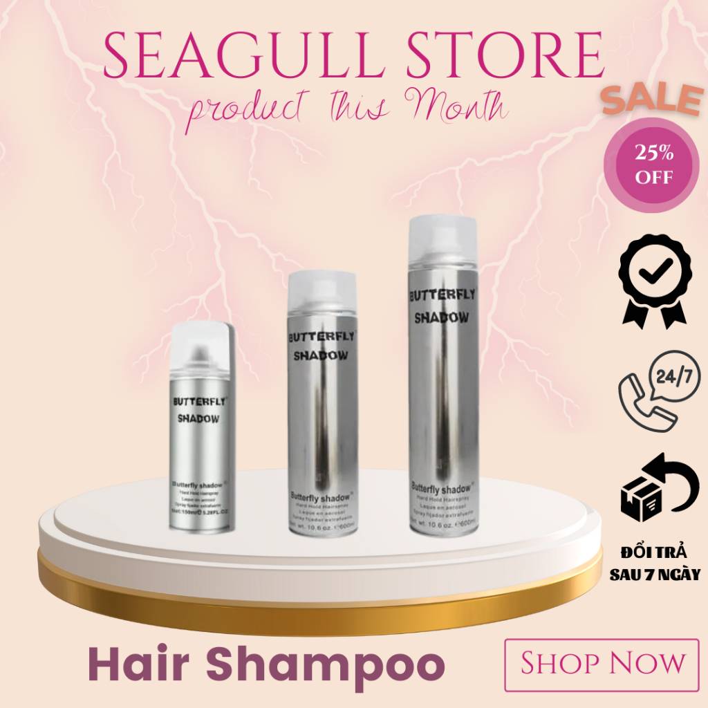 GÔM BẠC xịt tóc Butterfly Shadow SEAGULL STORE