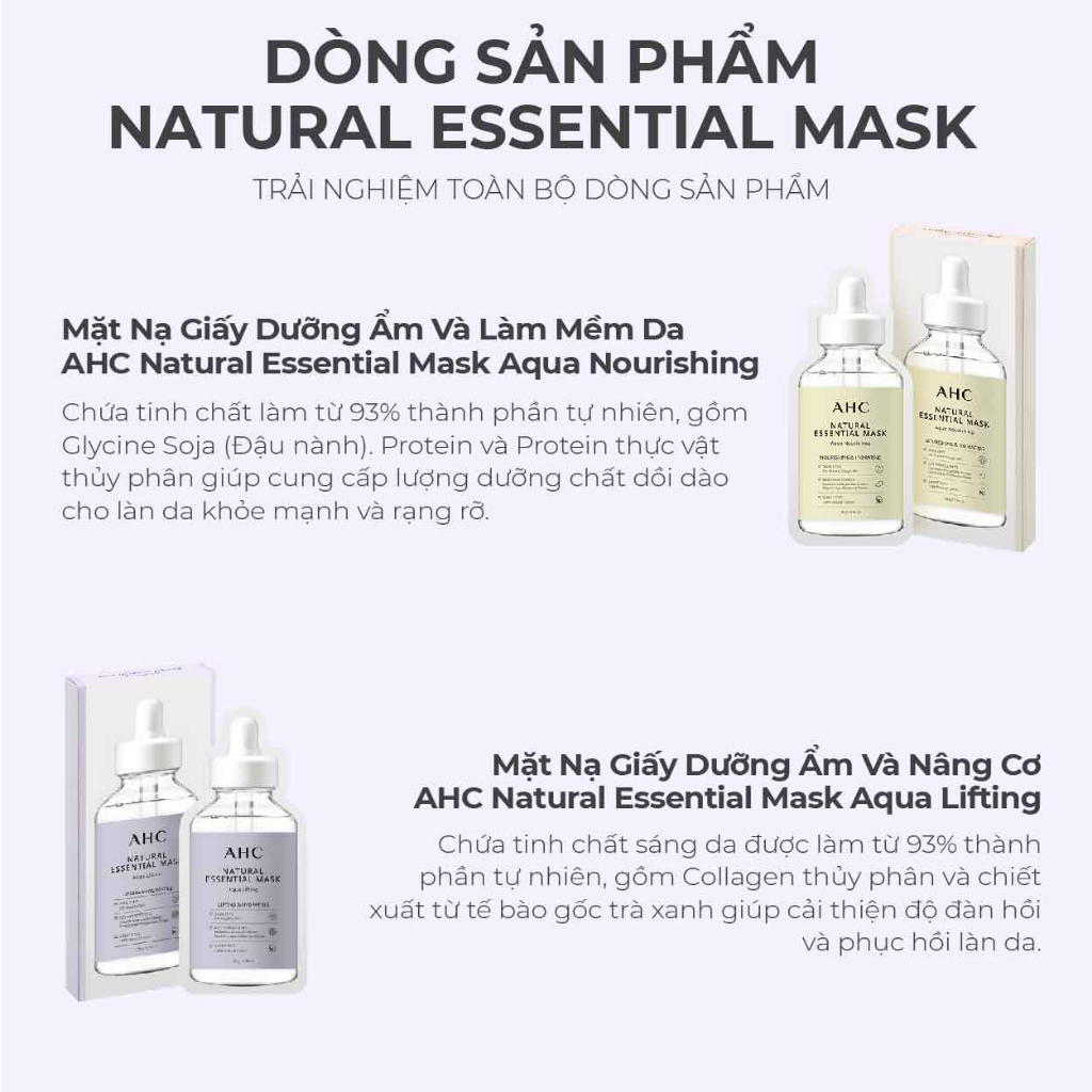 Mặt Nạ Làm Săn Chắc Da - AHC Natural Essential Mask Aqua Lifting 2 Miếng