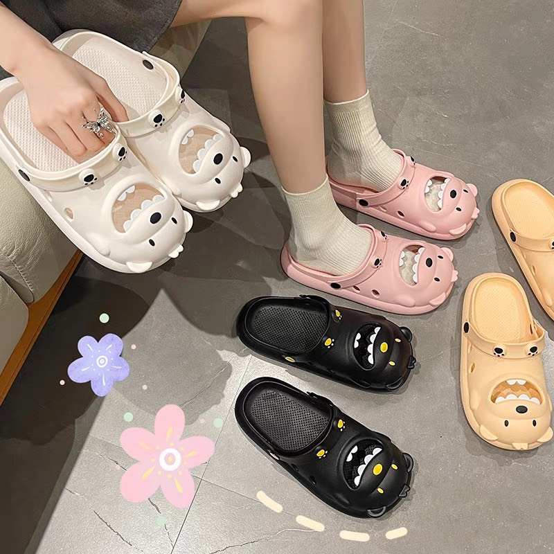 𝐢𝐃É𝐏 𝐒𝐥𝟎𝟑𝟕 Dép sục nhựa đi mưa Gấu Há Miệng cute êm chân chống trượt bít mũi Nữ thời trang