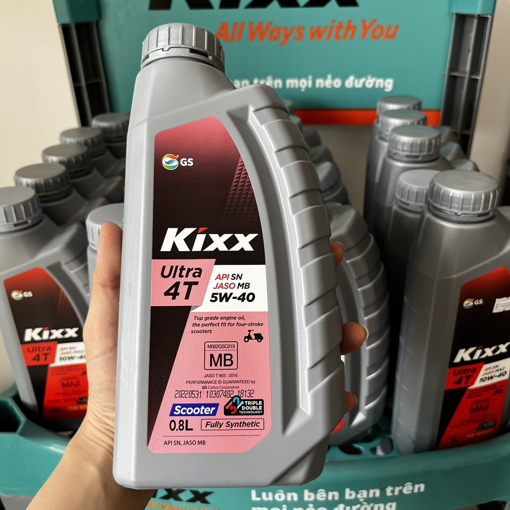 Nhớt Kixx Xe Ga Tổng Hợp Hoàn Toàn 5W40 Chai 0.8L Chính Hãng Nhập Khẩu Hàn Quốc