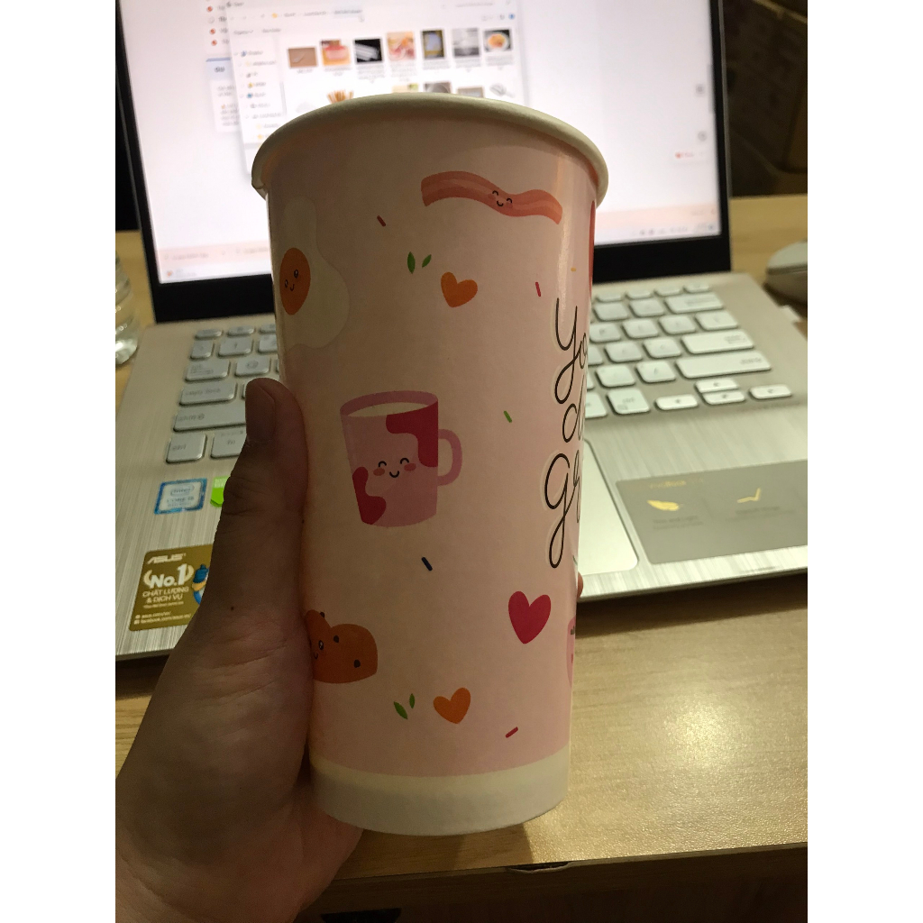 Ly giấy kraft họa tiết