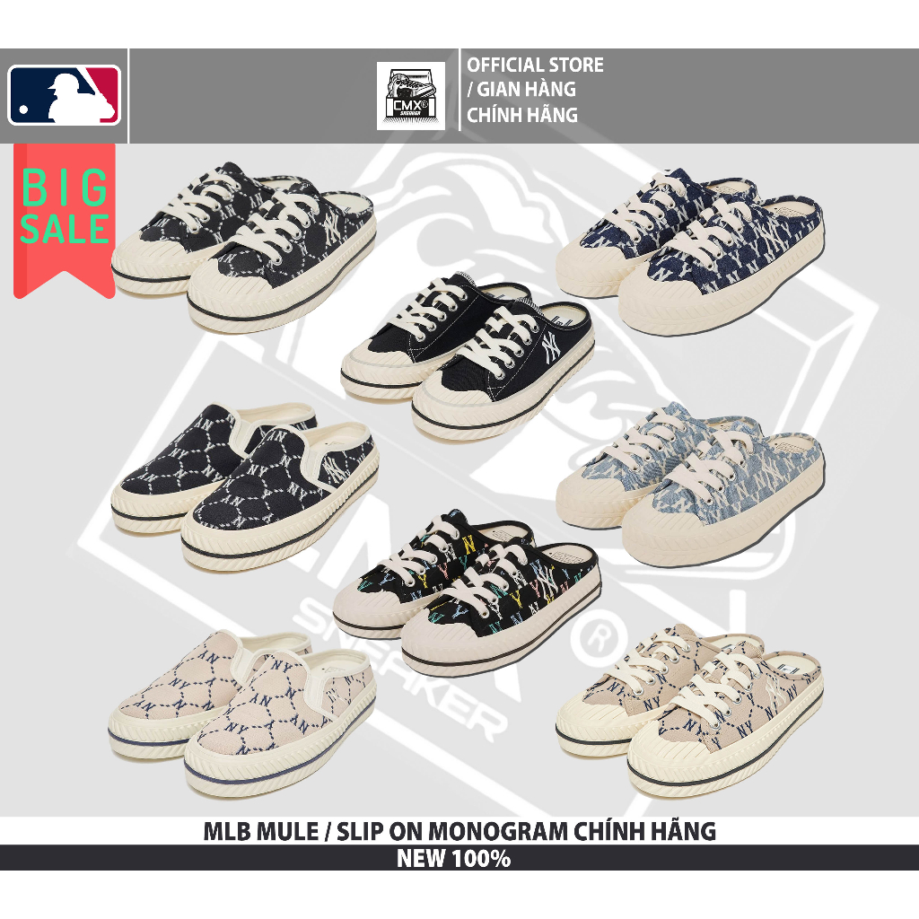 [ HÀNG CHÍNH HÃNG ] Giày Sục MLB Mule Mono & Slip On New York NY Đủ Màu ( Update Màu/Size liên tục ) REAL AUTHENTIC 100%