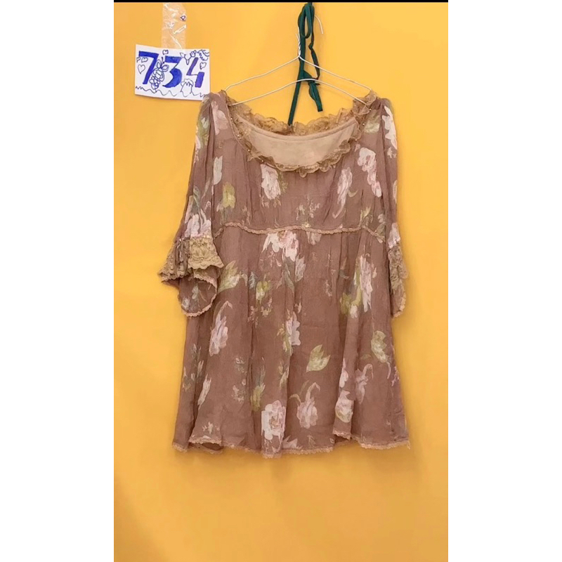 áo voan nâu vintage size M/L.S734