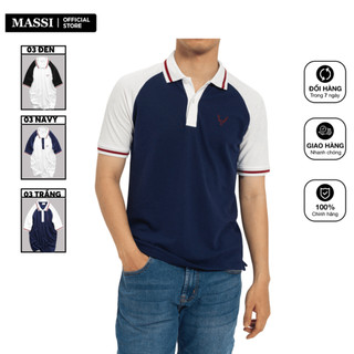 Áo Polo nam đẹp có cổ chất cotton hàng đẹp , Áo polo ngăn tay cổ áo và tay áo phối màu - POLO MASSI 03