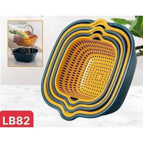 Bộ Rổ Nhựa Vuông kèm 6 món chất liệu nhựa