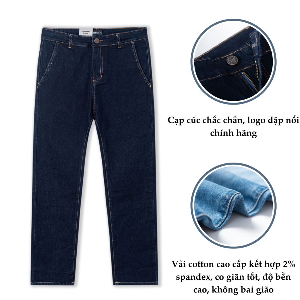 Quần Jean Nam H90 Ống Đứng Túi Chéo Chất Bò Co Giãn Dáng Rộng Thoải Mái Không Bai Gião TRJ004