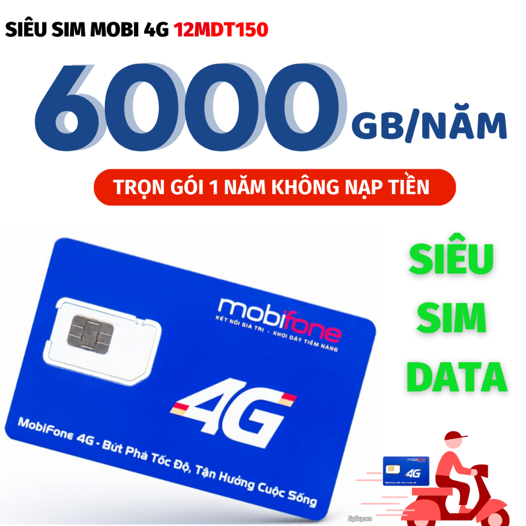 SIM VÀO MẠNG MOBI 4G TRỌN GÓI 1 NĂM 6 THÁNG KHÔNG CẦN NẠP 6MDT150 12MDT150 CÓ 500GB/THÁNG