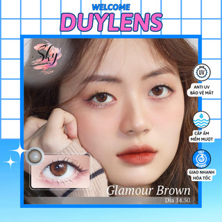 Lens nâu hổ phách GLAMOUR BROWN giãn tròng 14.5mm - Kính áp tròng Hàn Quốc 0-6 độ hạn 1 năm