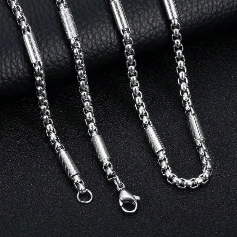 Dây Chuyền Nam Kiểu Mới Thép Titan Bông Dừa Cách Điệu Mắt Xích Gạch Sọc -  Vòng Cổ Không Gỉ Không Đen Thời Trang Cao Cấp