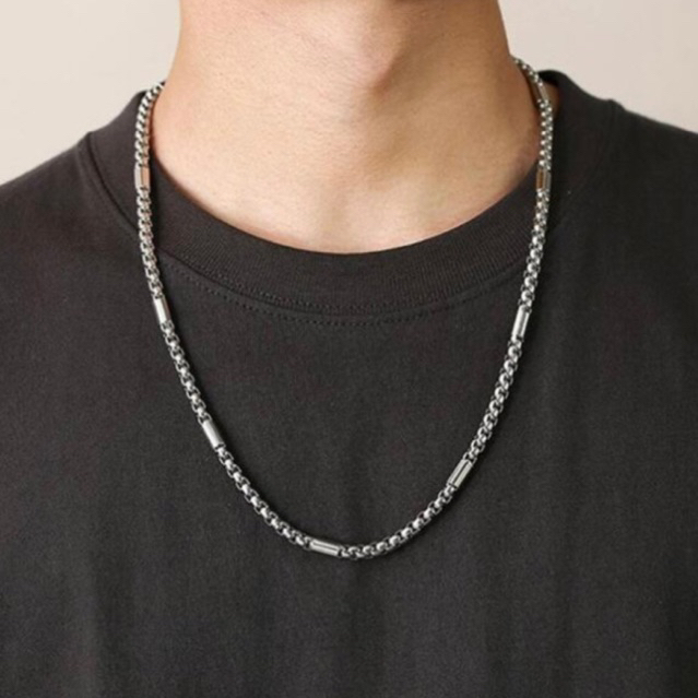 Dây Chuyền Nam Kiểu Mới Thép Titan Bông Dừa Cách Điệu Mắt Xích Gạch Sọc -  Vòng Cổ Không Gỉ Không Đen Thời Trang Cao Cấp