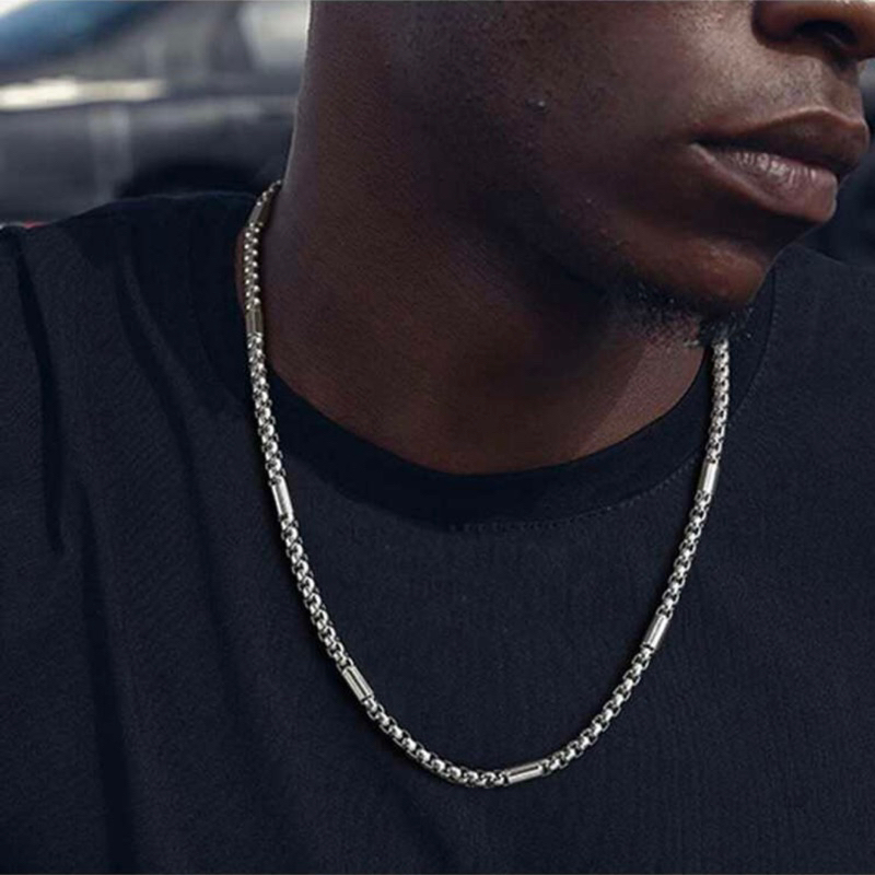 Dây Chuyền Nam Kiểu Mới Thép Titan Bông Dừa Cách Điệu Mắt Xích Gạch Sọc -  Vòng Cổ Không Gỉ Không Đen Thời Trang Cao Cấp