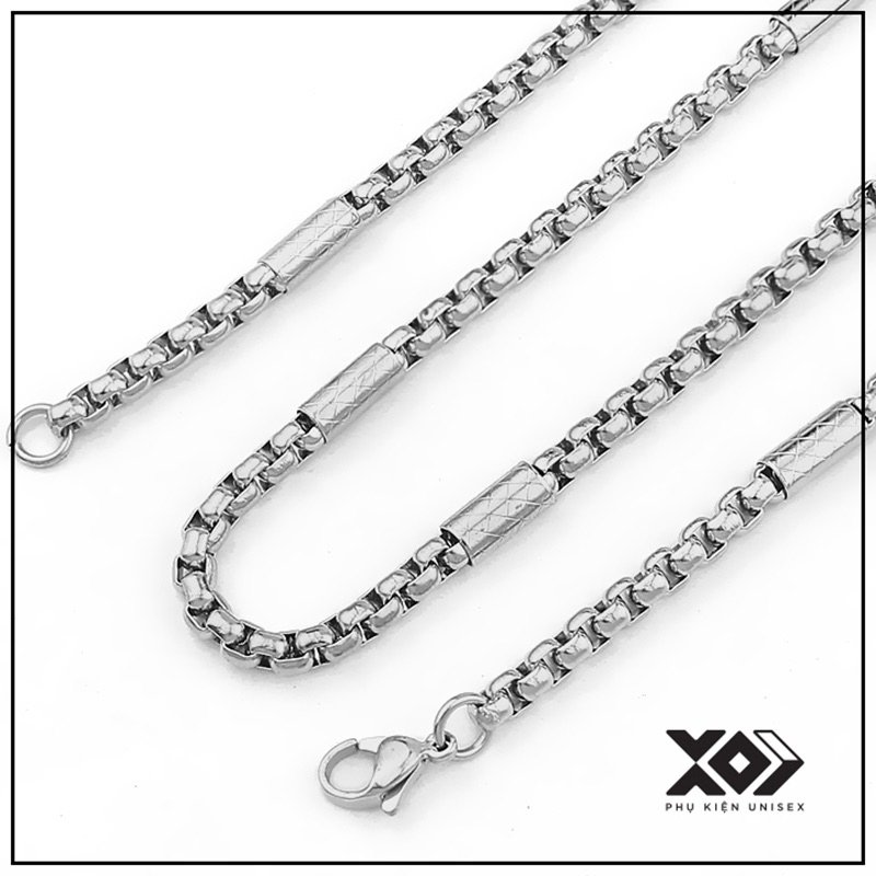 Dây Chuyền Nam Kiểu Mới Thép Titan Bông Dừa Cách Điệu Mắt Xích Gạch Sọc -  Vòng Cổ Không Gỉ Không Đen Thời Trang Cao Cấp