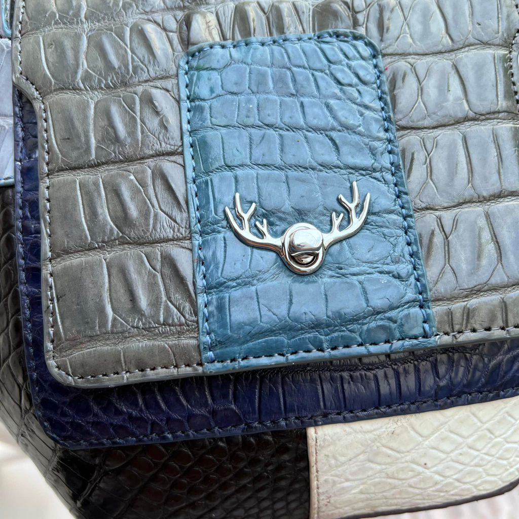 Túi Xách Phối Màu Khóa Hươu Da Cá Sấu 2DO LEATHER kích thước  Quà Tặng Cho Người Thân, Sang Trọng