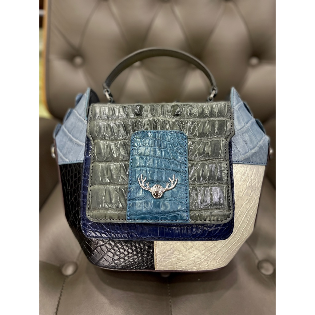 Túi Xách Phối Màu Khóa Hươu Da Cá Sấu 2DO LEATHER kích thước  Quà Tặng Cho Người Thân, Sang Trọng