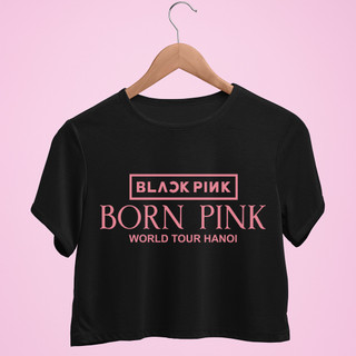 Áo Thun Croptop Nữ Black Pink Born Pink World Tour Hanoi Vietnam 100% Cotton