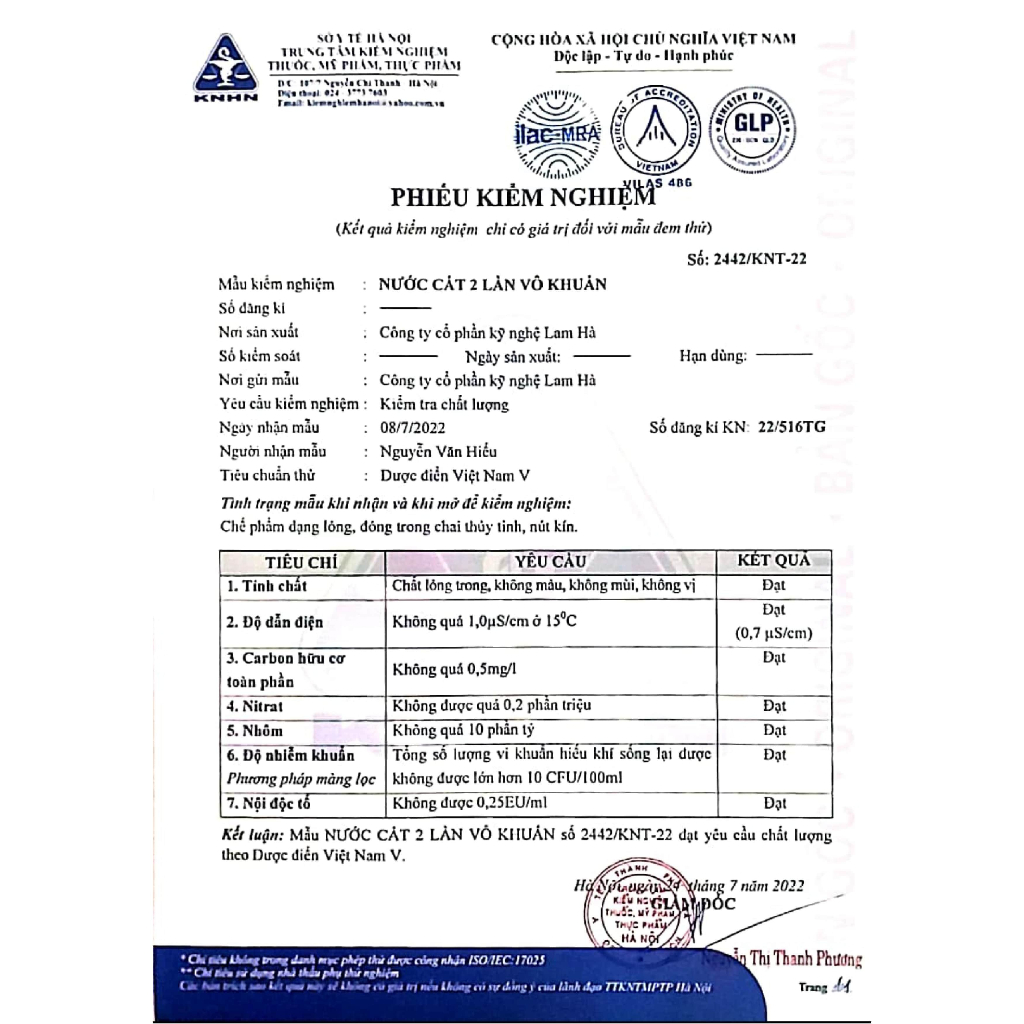 Nước cất tinh khiết can 5l