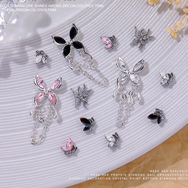 Charm Bươm Xích- charm nail- charm đá gắn móng đính móng trang trí móng tay nghệ thuật