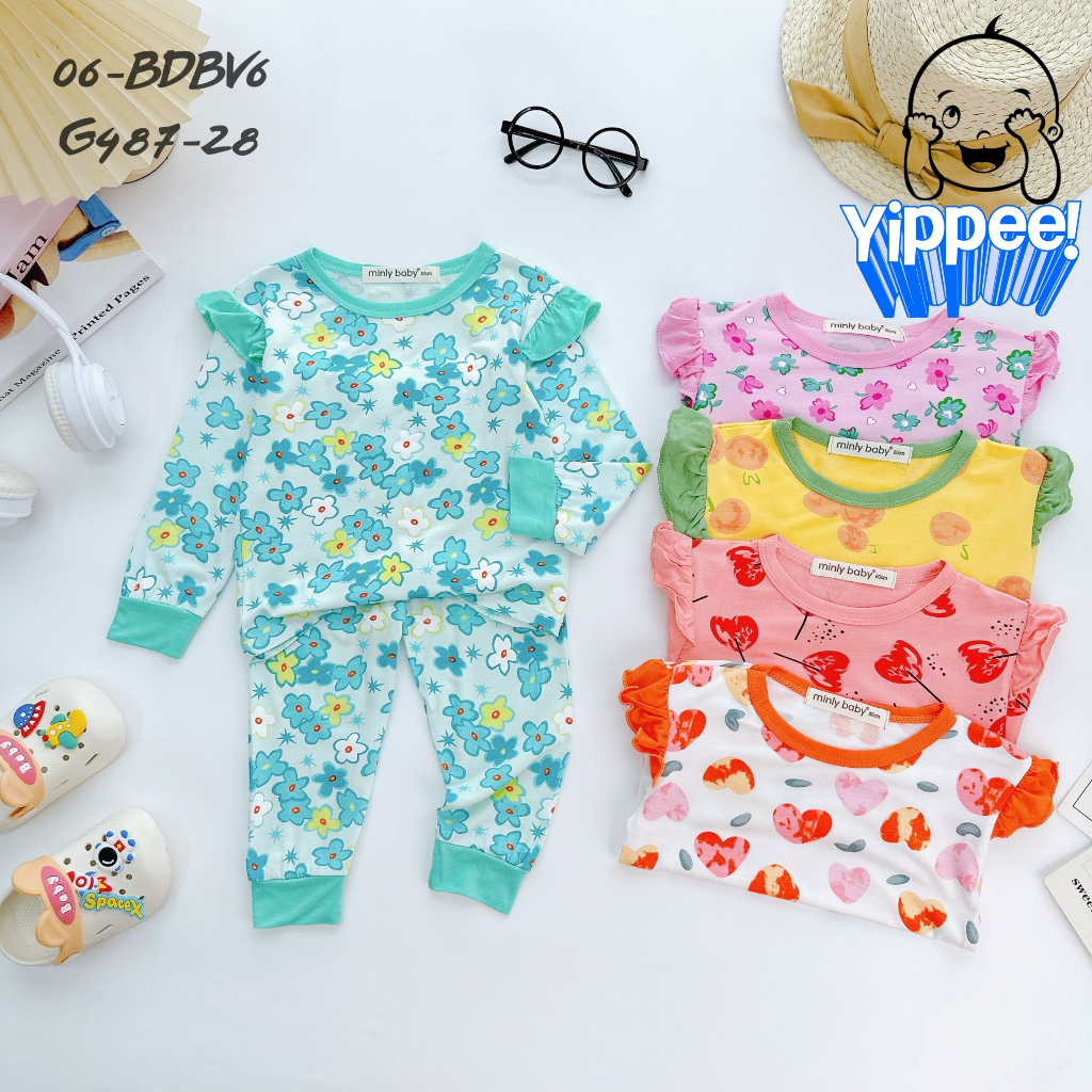 Đồ bộ ngủ, bộ ngủ dài tay cho bé gái họa tiết đáng yêu size 5-28kg chất cotton mềm mịn mát