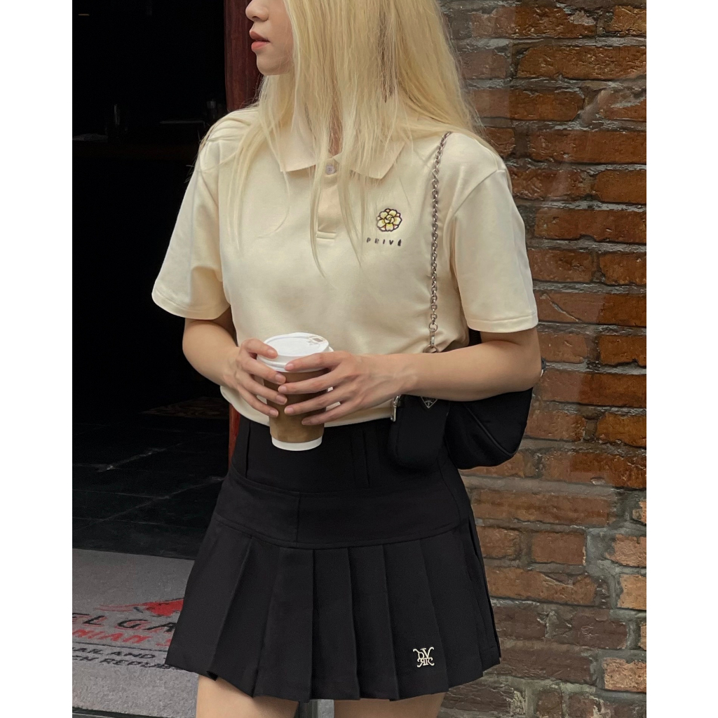 DVRK - Áo Polo Tay Ngắn Thêu Logo Màu Kem Privé Neo Gardenia LA GALERIE-DVRK-23SS