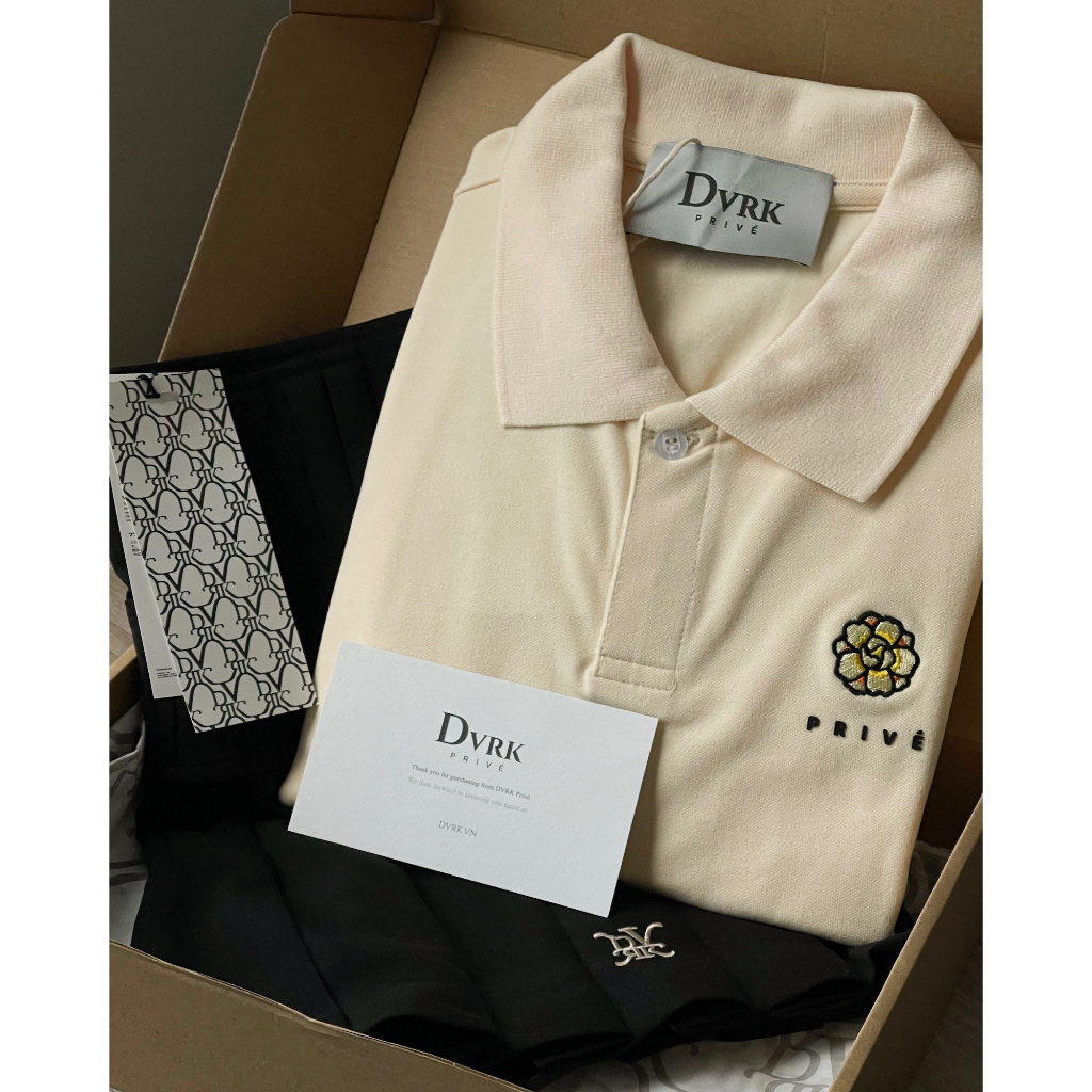 DVRK - Áo Polo Tay Ngắn Thêu Logo Màu Kem Privé Neo Gardenia LA GALERIE-DVRK-23SS