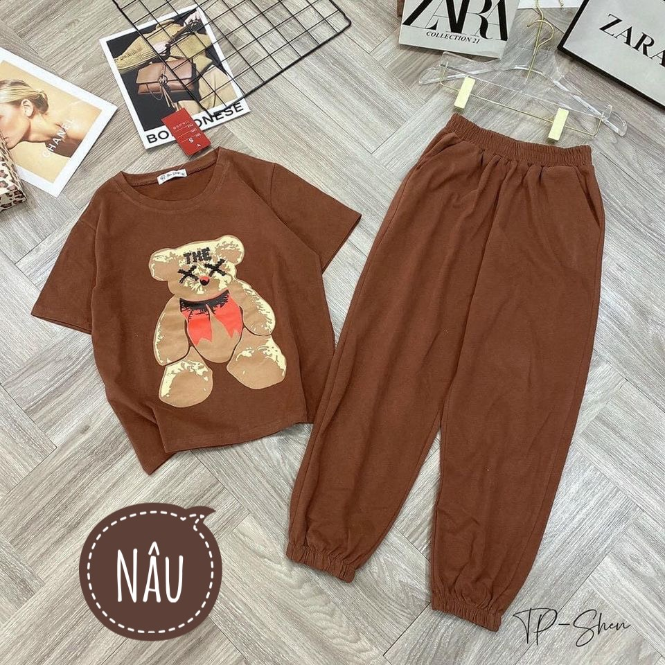 Bộ mặc nhà Teddy Dài ,chất cotton Su,mát mẻ, tay lửng , quần dài,Hàng loại 1