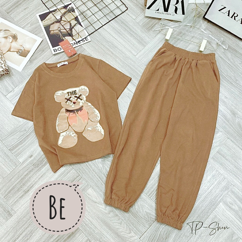 Bộ mặc nhà Teddy Dài ,chất cotton Su,mát mẻ, tay lửng , quần dài,Hàng loại 1