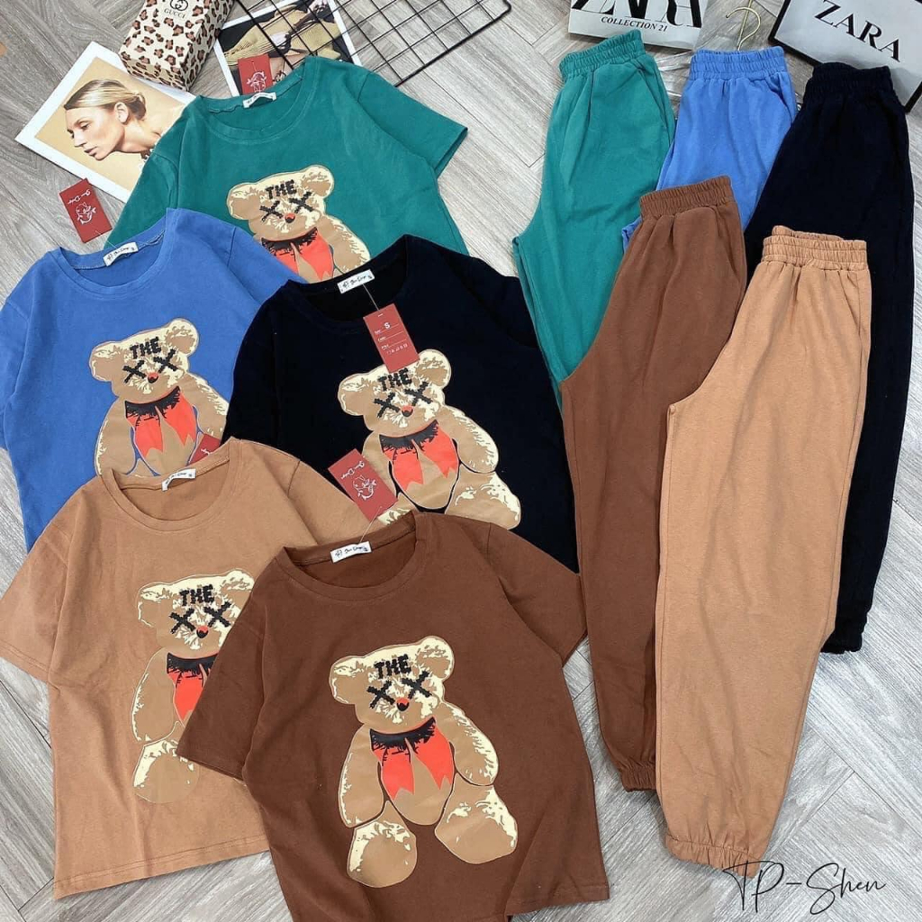 Bộ mặc nhà Teddy Dài ,chất cotton Su,mát mẻ, tay lửng , quần dài,Hàng loại 1