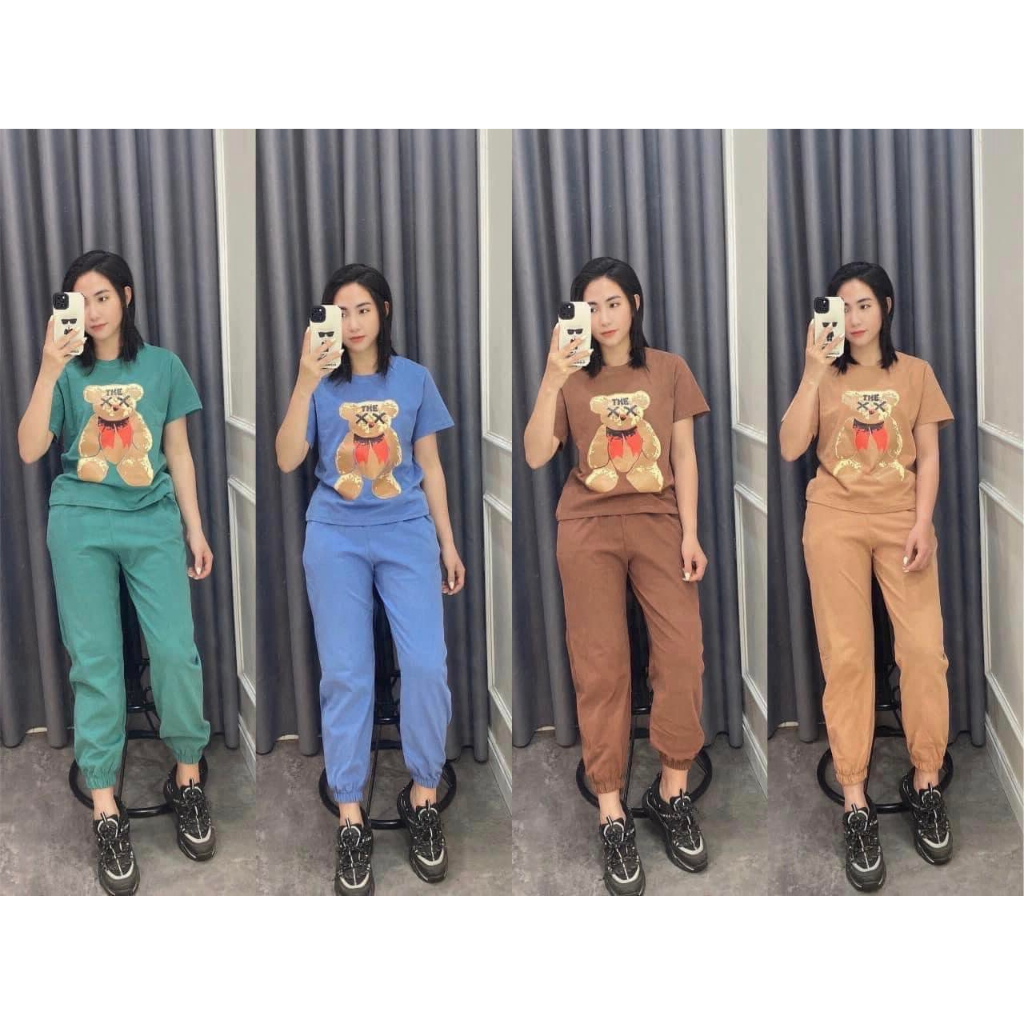 Bộ mặc nhà Teddy Dài ,chất cotton Su,mát mẻ, tay lửng , quần dài,Hàng loại 1