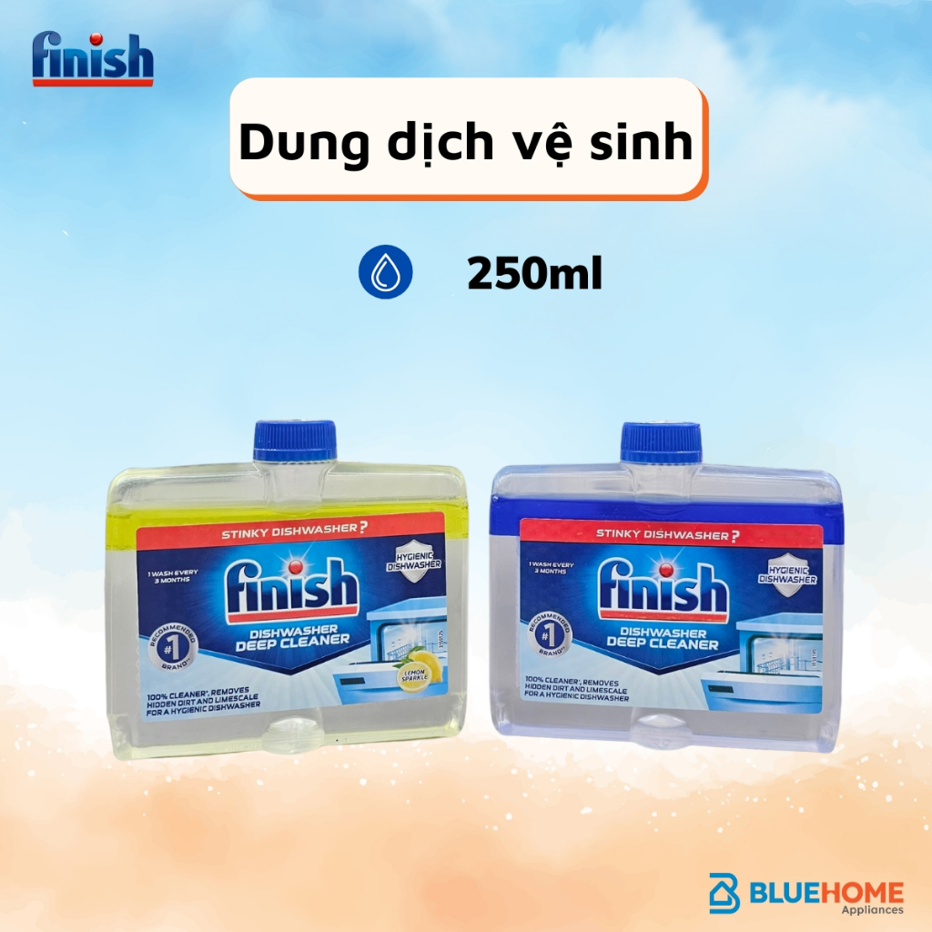 Combo Finish: Viên rửa bát Essential 100 viên + Muối 1.5kg + Bóng 400ml + Dung dịch vệ sinh 250ml