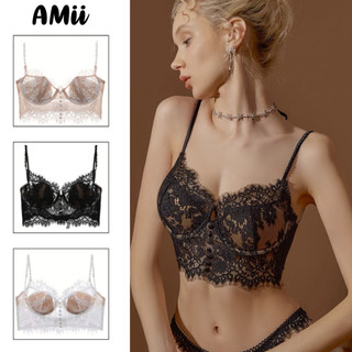 Áo Bra ren nâng ngực AMii sexy Áo lót Bralette có gọng mút mỏng ren mềm xuyên thấu gợi cảm cúp hàng cúc lụa cao cấp A10