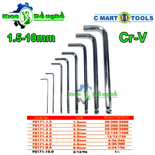 Lục giác đầu bi lẻ từ 1.5 đến 6mm c-mart f0171 - kiot đồ nghề