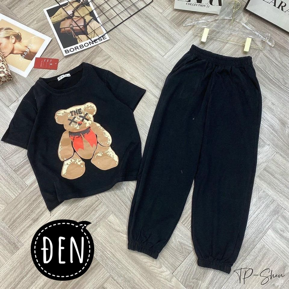 Bộ mặc nhà Teddy Dài ,chất cotton Su,mát mẻ, tay lửng , quần dài,Hàng loại 1