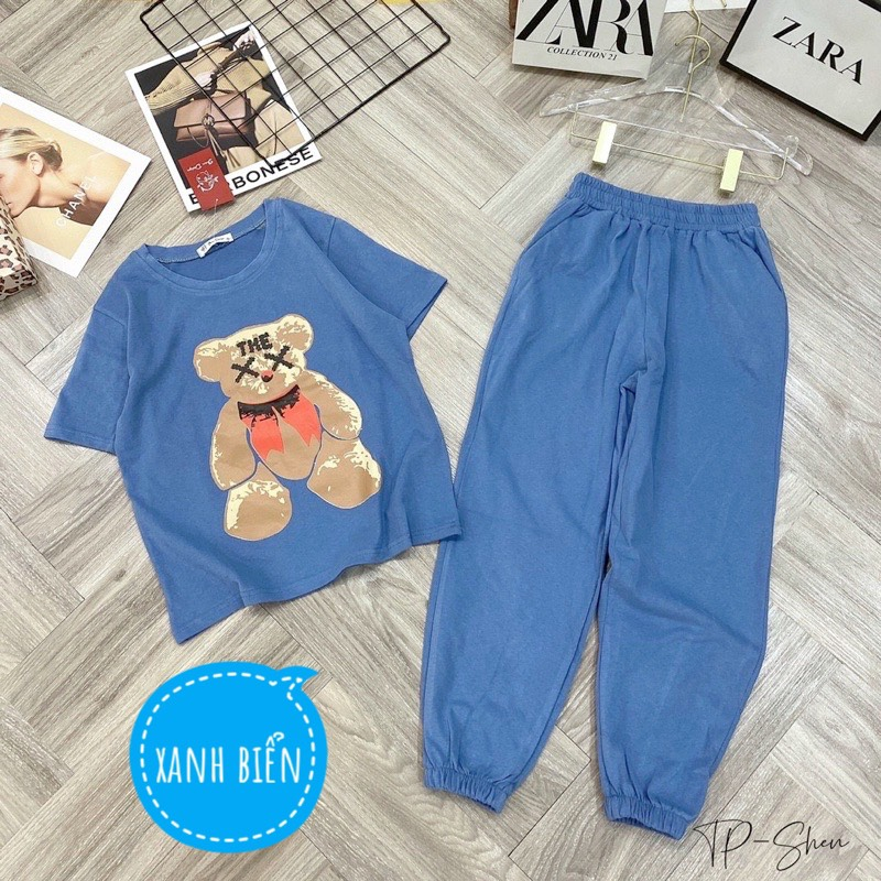 Bộ mặc nhà Teddy Dài ,chất cotton Su,mát mẻ, tay lửng , quần dài,Hàng loại 1