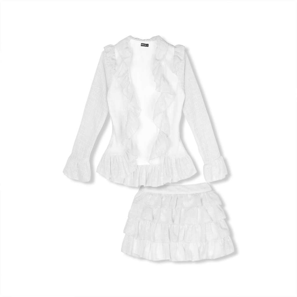 Set Nữ Minilay Long Sleeves Top Skirt, Chất Vải Lưới Thoải Mái, WSB072, SOMEHOW