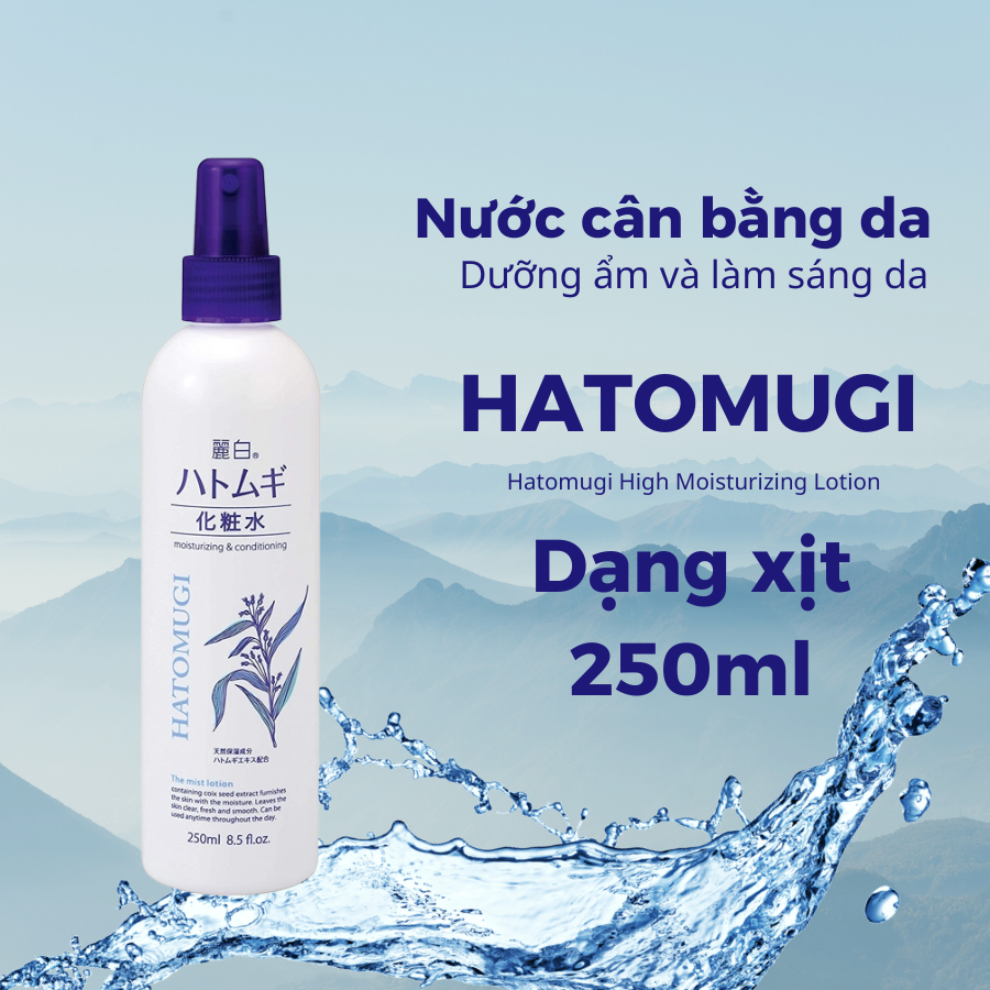 Xịt khoáng phun sương Hatomugi Mist 250ml dưỡng ẩm sâu và làm sáng da chiết xuất hạt ý dĩ Nhật Bản - Konnichiwa