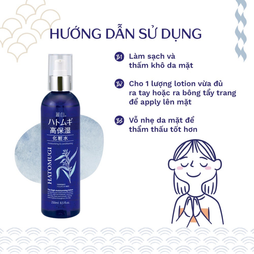 Xịt khoáng phun sương Hatomugi Mist 250ml dưỡng ẩm sâu và làm sáng da chiết xuất hạt ý dĩ Nhật Bản - Konnichiwa