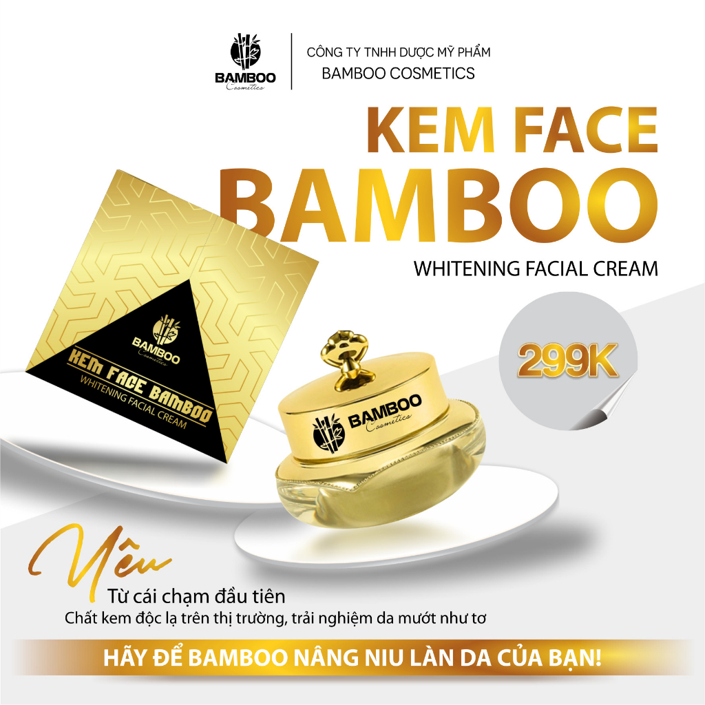 Kem Face Bamboo Whitening Facial Cream giúp chống nắng, dưỡng trắng da hũ 30g