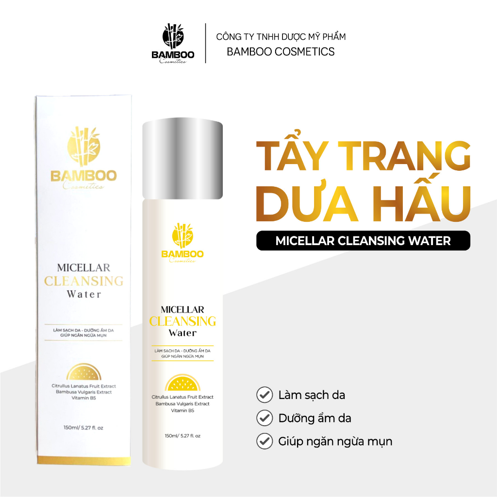 Nước tẩy trang dưa hấu Bamboo Micellar Cleansing Water chai 150ml