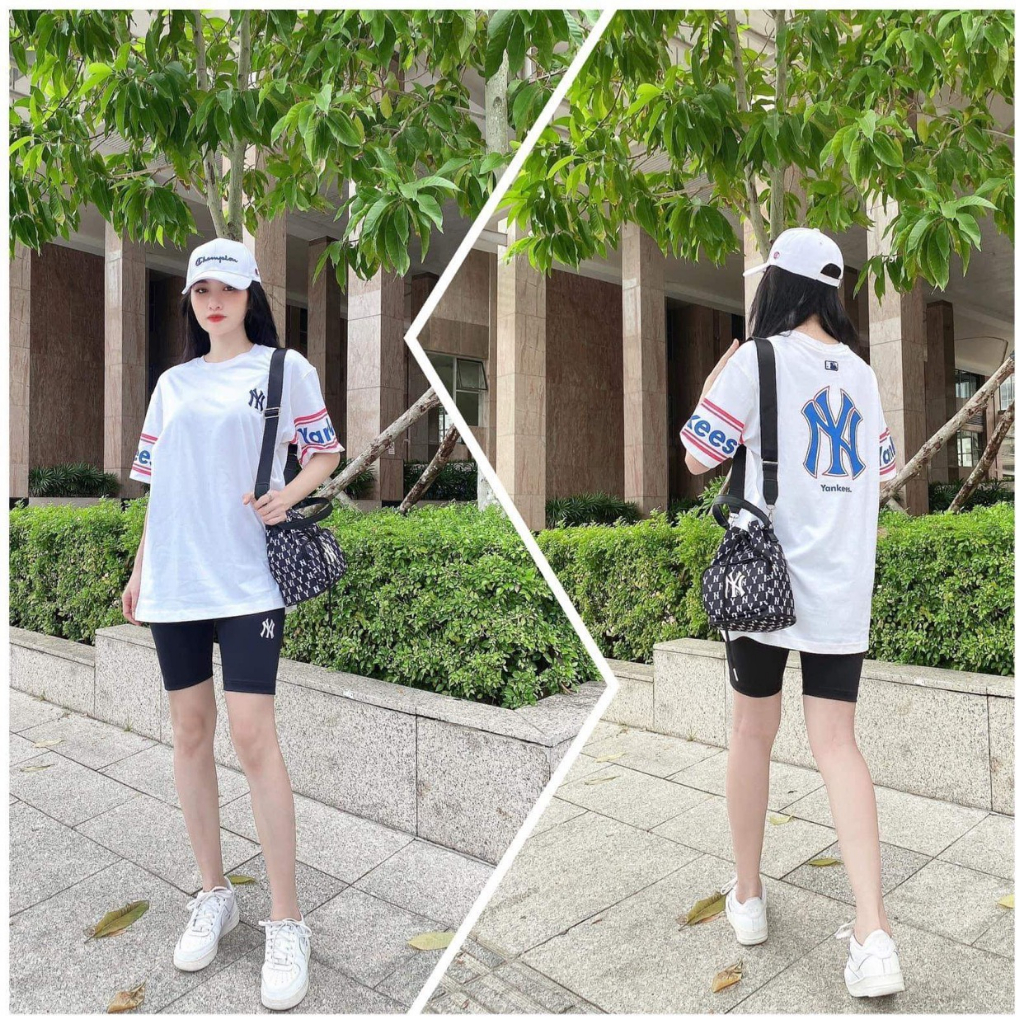 Set bộ đồ MLB áo thun quần Legging xuất phông cotton sang xịn mịn