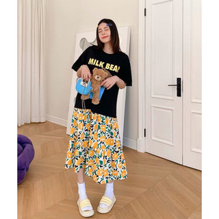 váy cotton phối đuôi cá hoa MIJOO