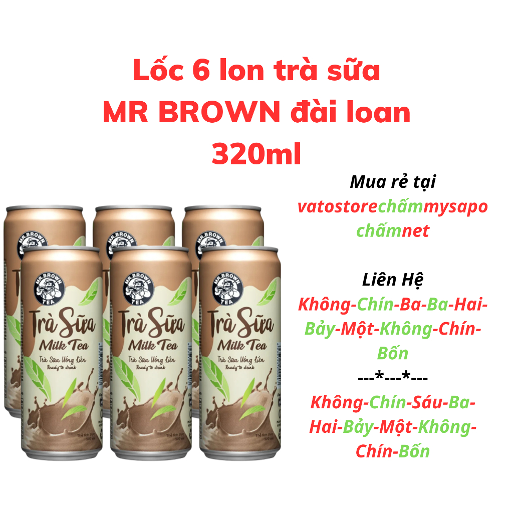 Thùng 24 lon trà sữa MR BROWN đài loan 320ml / Lốc 6 lon trà sữa MR.BROWN đài loan 320ml