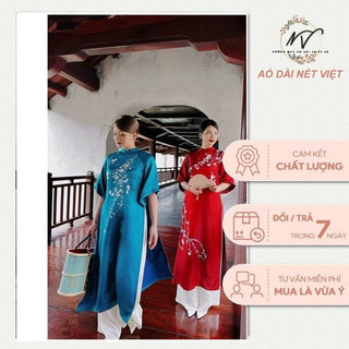 Áo dài Thanh Diễm-Hồng Diễm chất lụa 2 da cao cấp tài dài tay lỡ cách dáng suông Nét Việt