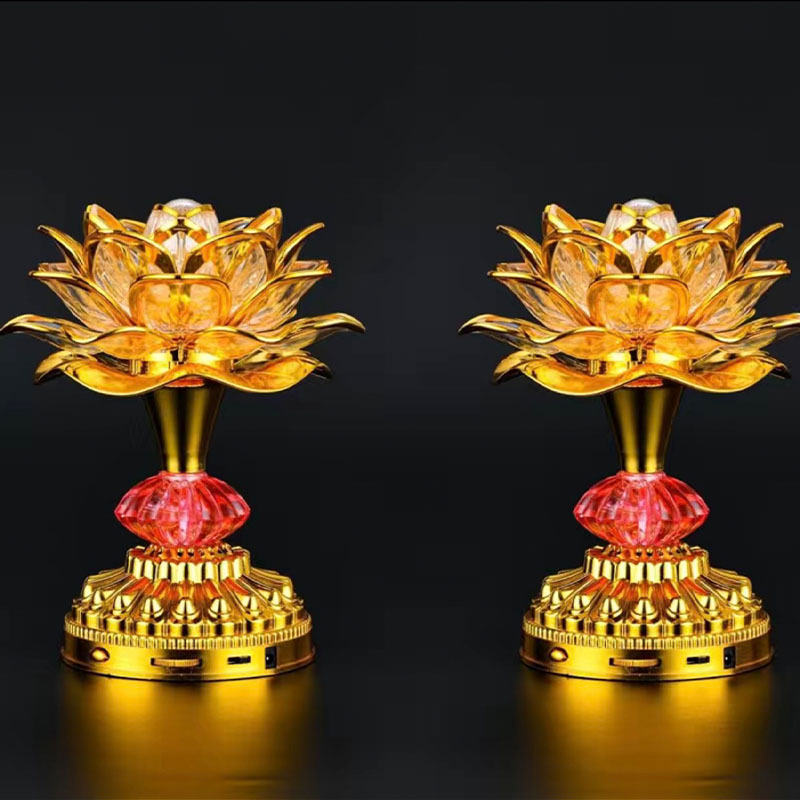 Đèn ban thờ, đèn thờ hoa sen LED kiêm máy niệm phật, đa sắc màu - Mẫu mới, nhiều kích thước