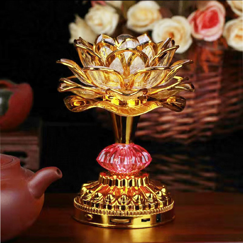 Đèn ban thờ, đèn thờ hoa sen LED kiêm máy niệm phật, đa sắc màu - Mẫu mới, nhiều kích thước