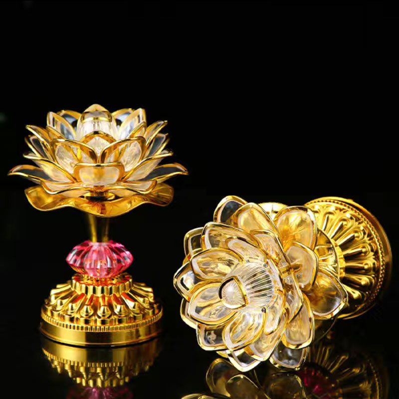 Đèn ban thờ, đèn thờ hoa sen LED kiêm máy niệm phật, đa sắc màu - Mẫu mới, nhiều kích thước