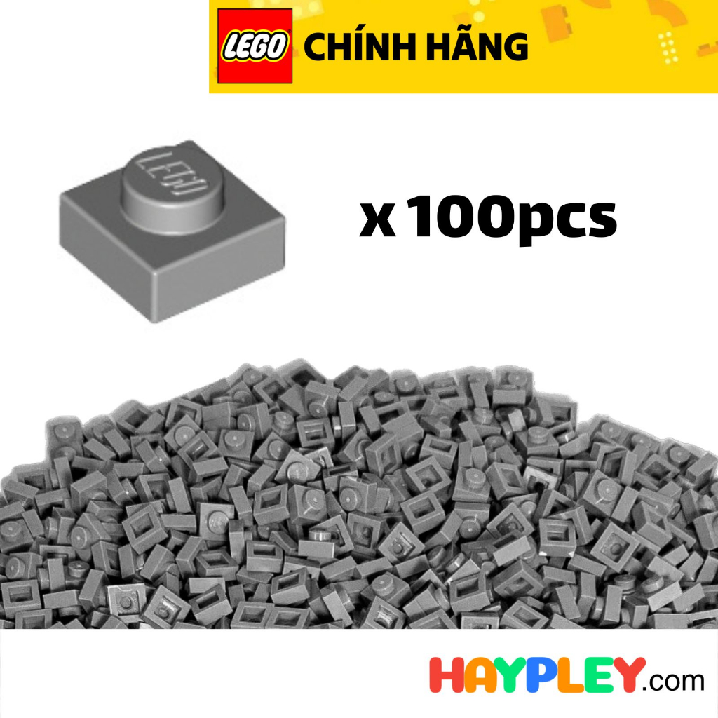100 viên gạch LEGO 3024 plate 1x1 xám nhạt