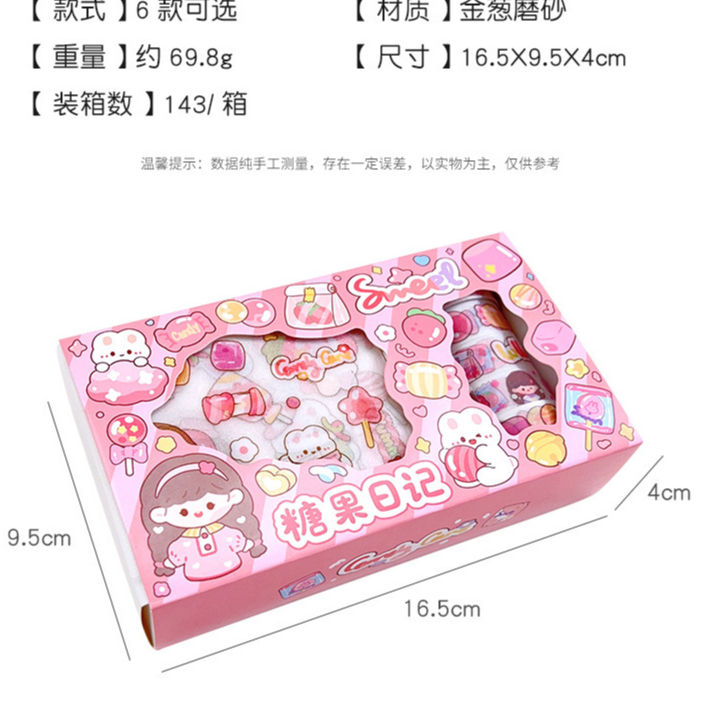 Combo 5 Cuộn Băng Keo Washi Tape Mini 9 Tấm Sticker Hình Dán DIY Trang Trí Bullet Journal Nhật Ký Sổ Lưu Niệm Y013