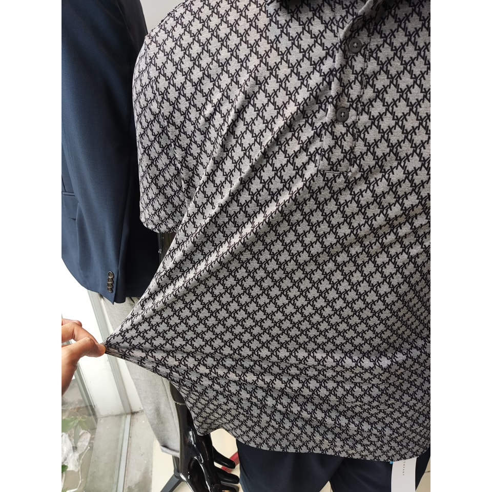Áo phông golf nam LynnX vải co dãn vân áo monogram
