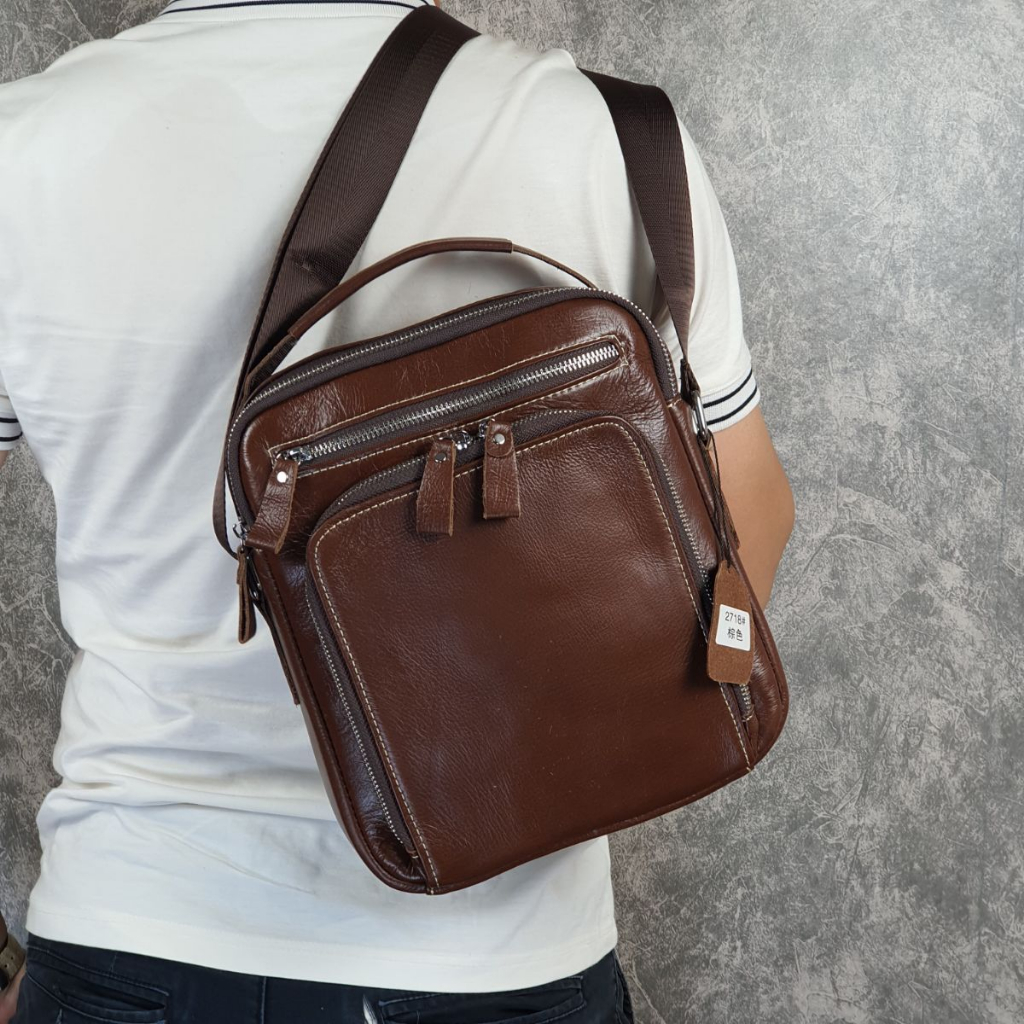 Túi đeo chéo nam da thật; Túi đựng máy tính bảng da thật TD123  - 100% da thật, BH 3 năm