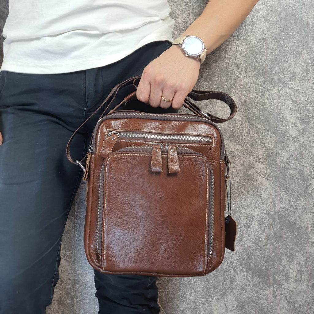 Túi đeo chéo nam da thật; Túi đựng máy tính bảng da thật TD123  - 100% da thật, BH 3 năm